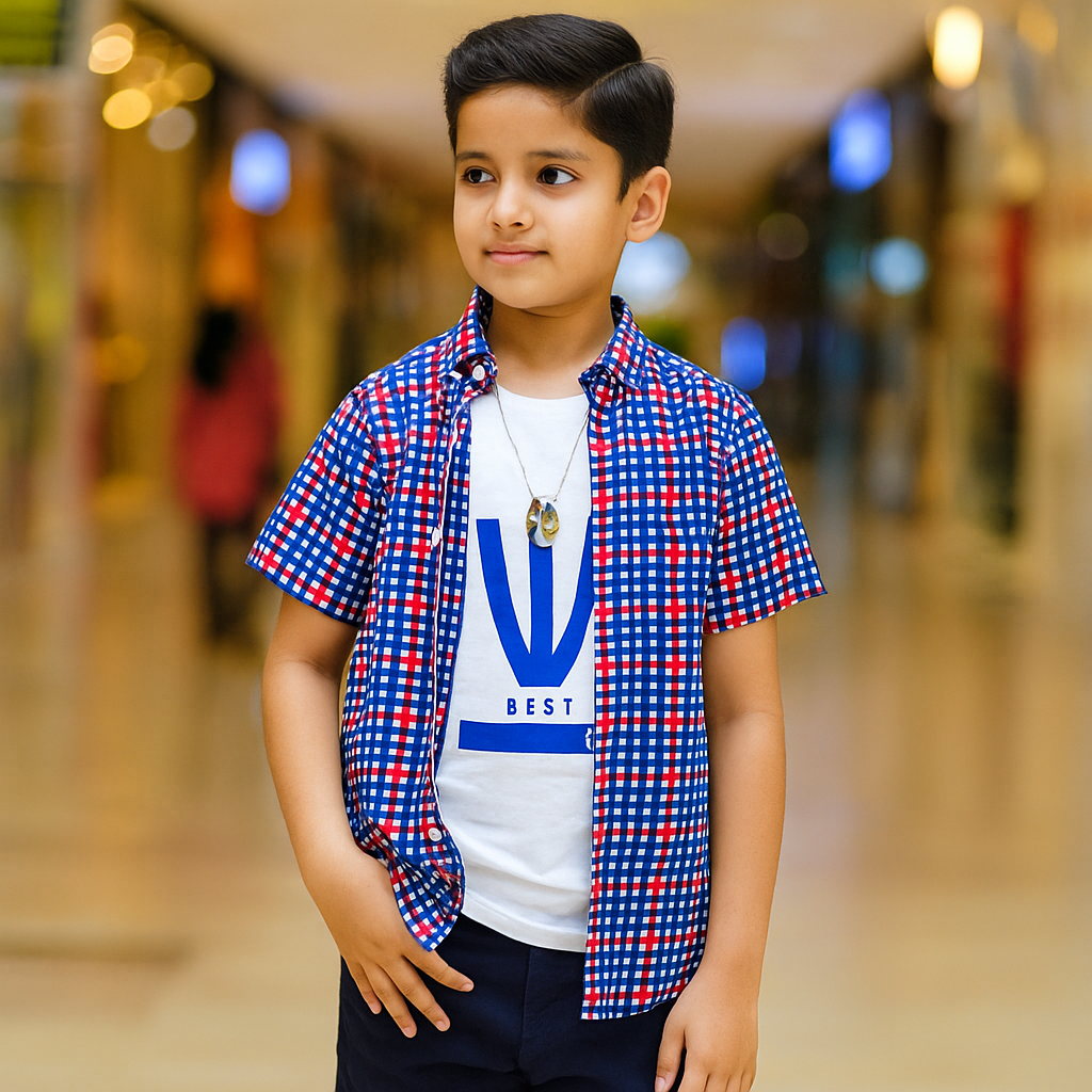 Boys' Casual Shirt with Inner – Stylish &amp; Comfy Duo