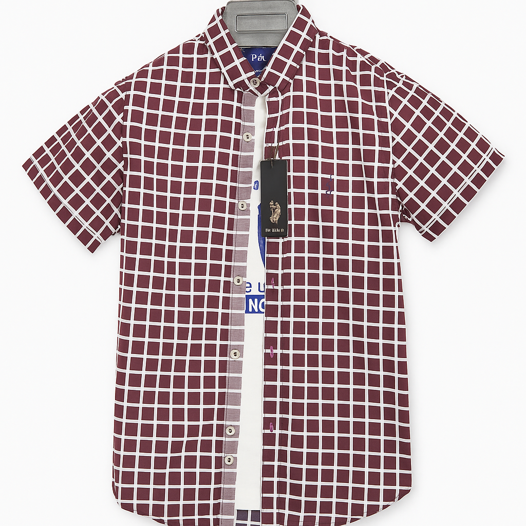 Boys' Casual Shirt with Inner – Stylish & Comfy Duo