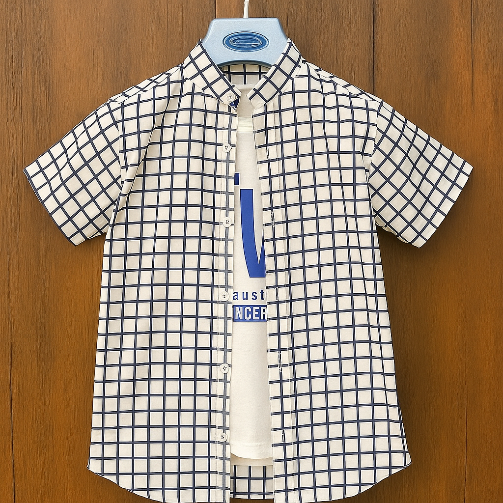 Boys' Casual Shirt with Inner – Stylish & Comfy Duo