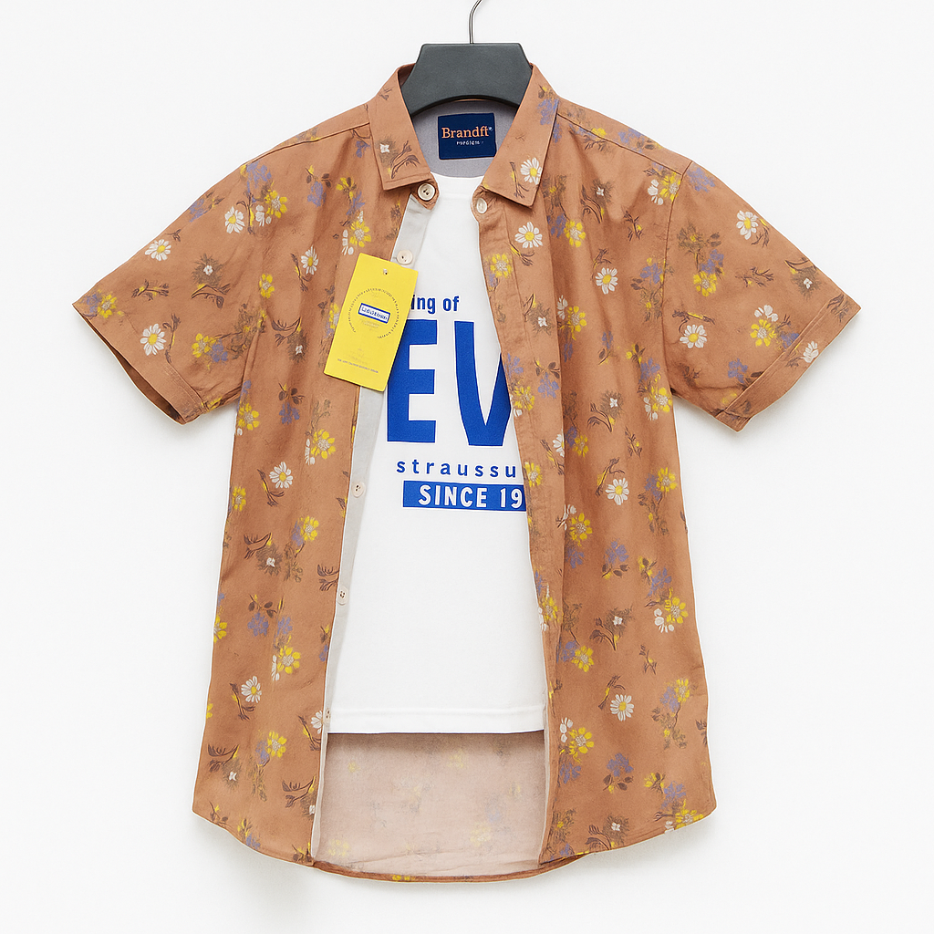 Boys' Casual Shirt with Inner – Stylish & Comfy Duo