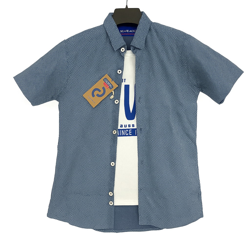 Boys' Casual Shirt with Inner – Stylish & Comfy Duo